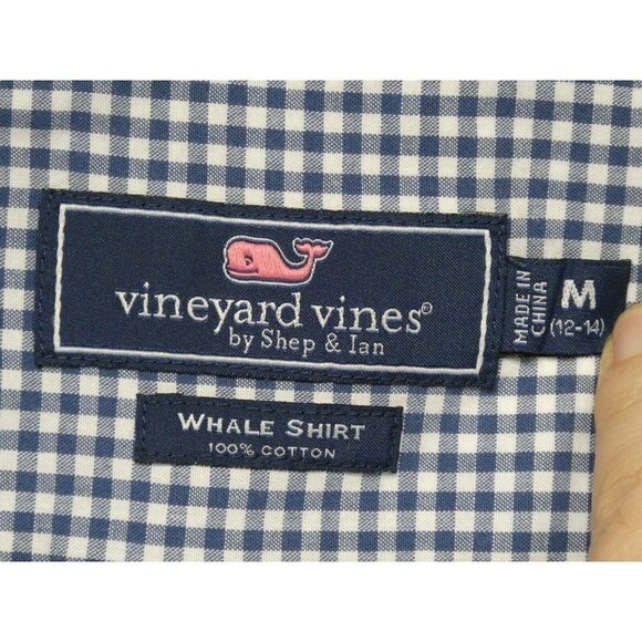 Vineyard Vines Whale Shirt Boys‎ M 12-14 Checkered Long Sleeve Button Down Youth - Picture 4 of 12